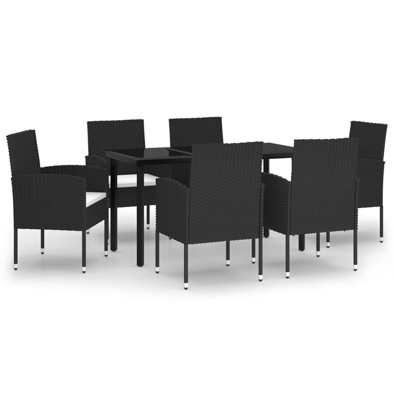 vidaXL Garden Dining Set in Black/Cream White