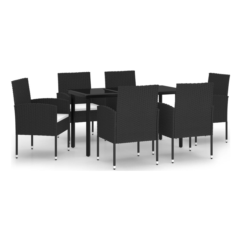 vidaXL Garden Dining Set in Black/Cream White