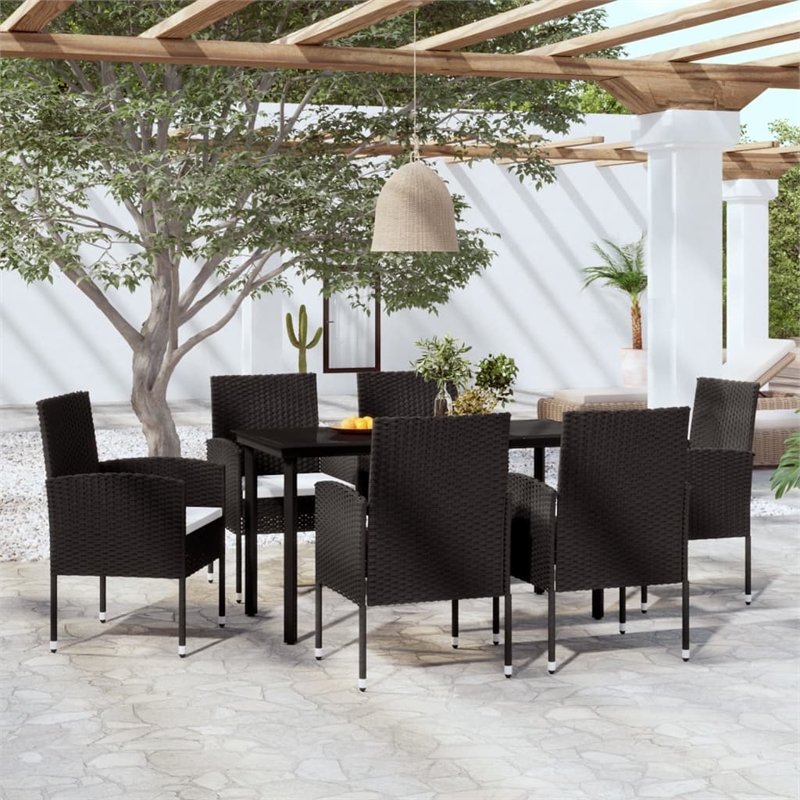 vidaXL Garden Dining Set in Black/Cream White