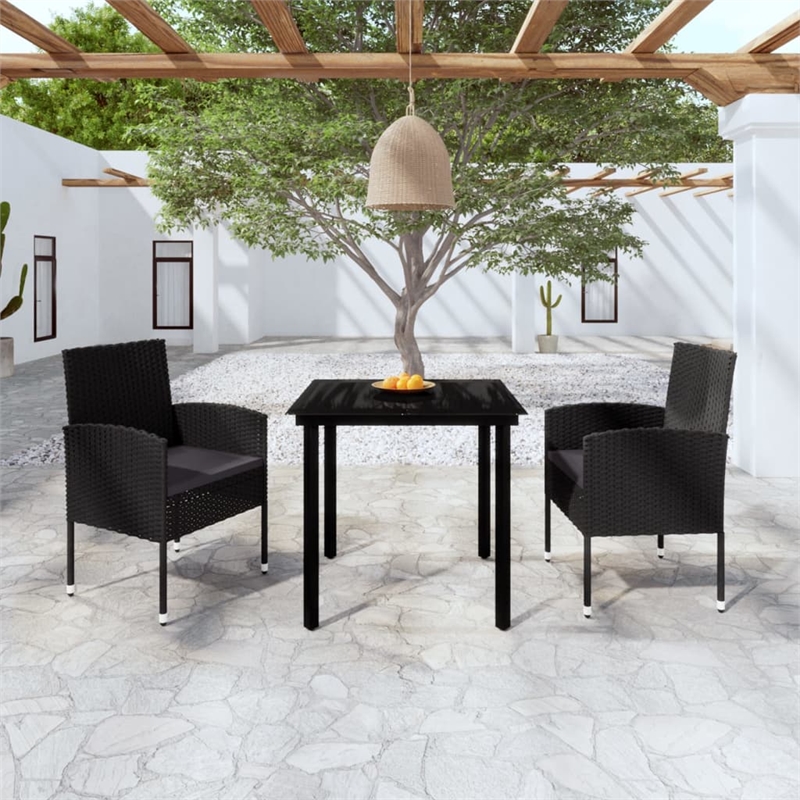 vidaXL Garden Dining Set in Black/Dark Gray