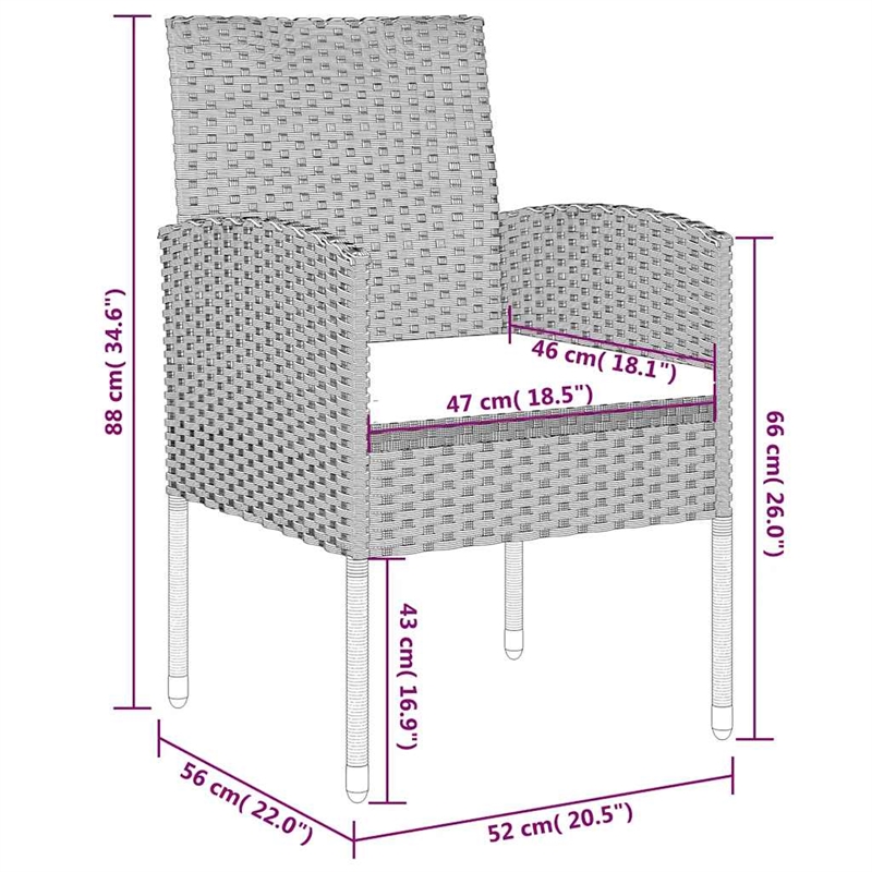 vidaXL Garden Dining Set in Black and Dark Gray