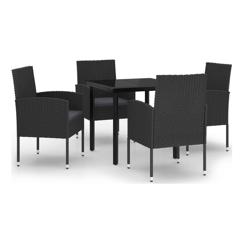 vidaXL Garden Dining Set in Black and Dark Gray