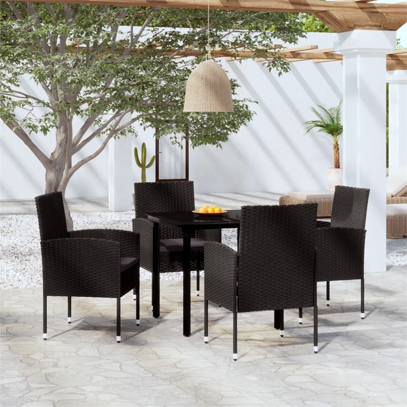 vidaXL Garden Dining Set in Black and Dark Gray