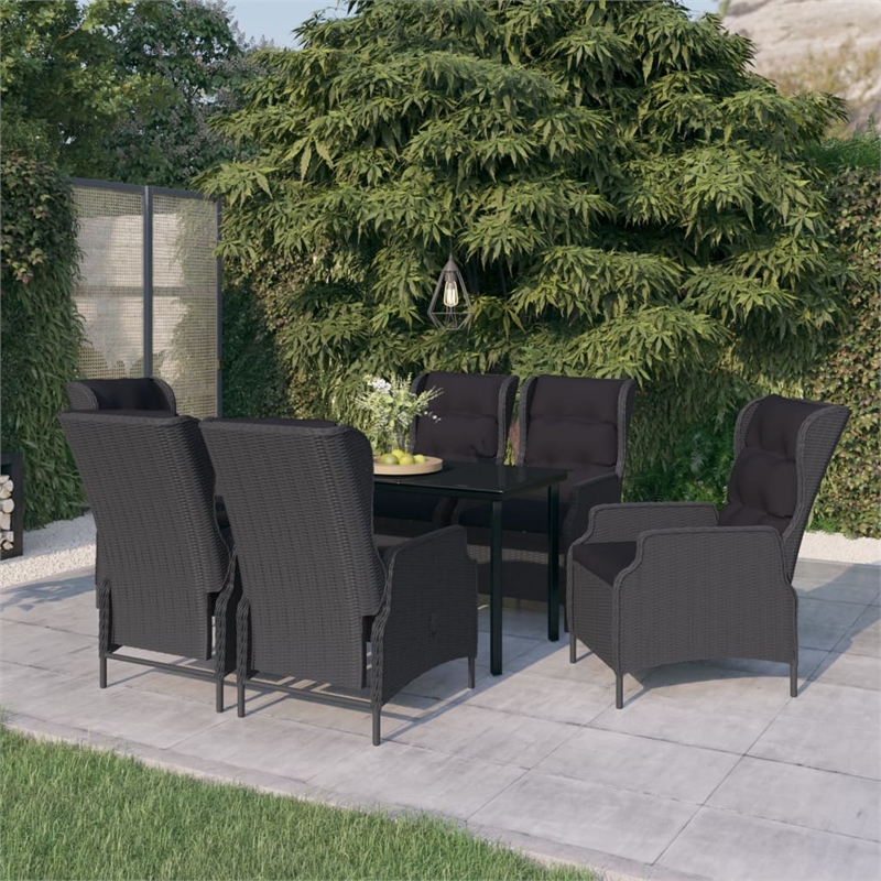 vidaXL Garden Dining Set in Dark Gray/Black