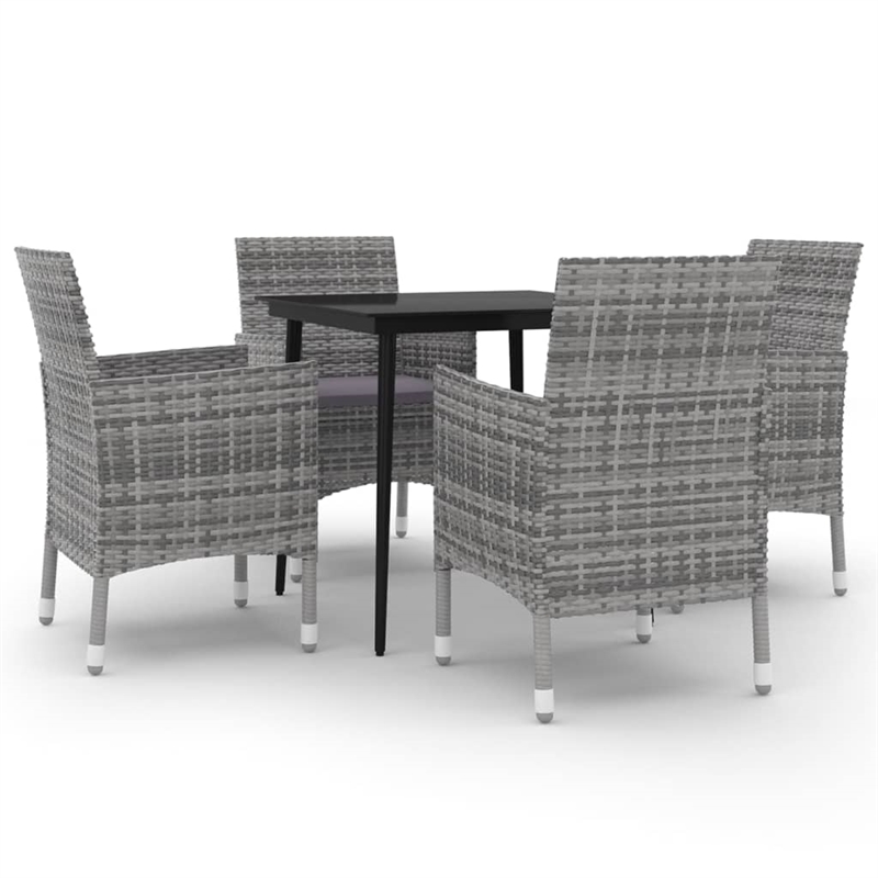 vidaXL Garden Dining Set in Gray/Dark Gray/Black