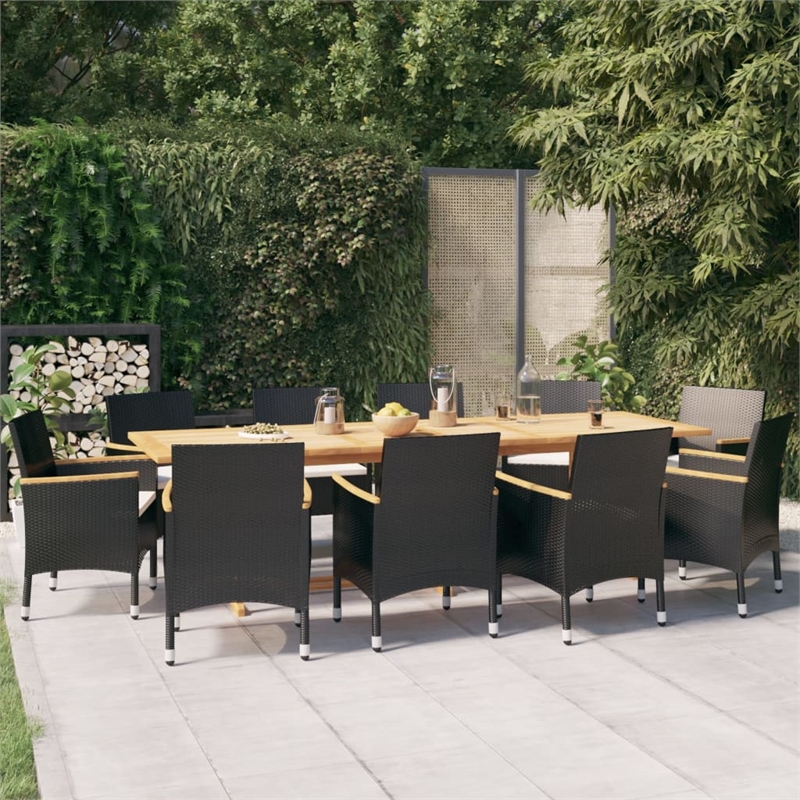 vidaXL Garden Dining Set in Black/Cream White