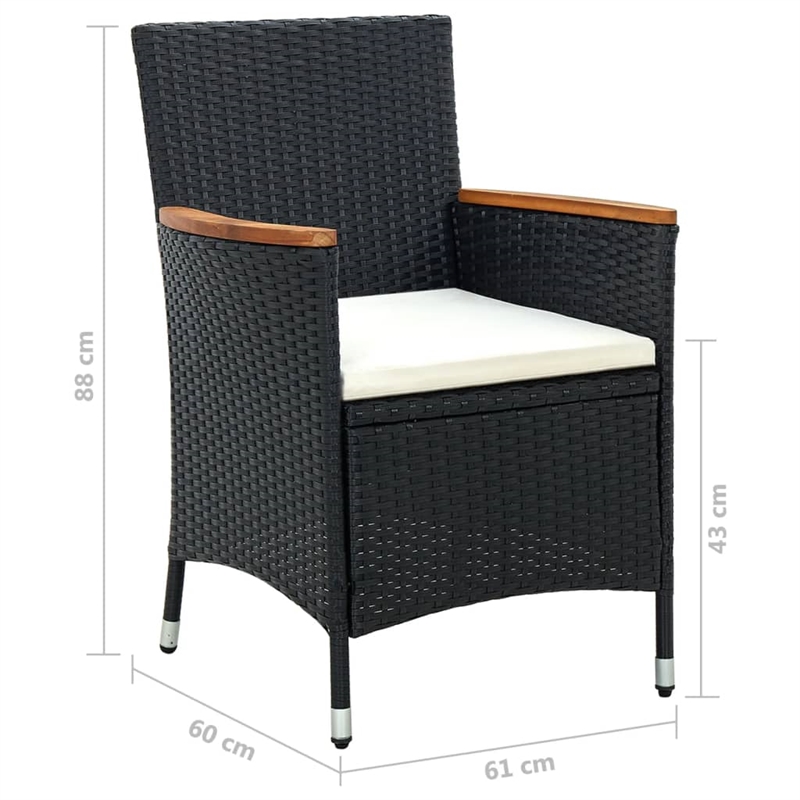 vidaXL Garden Dining Set in Black/Cream White