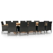 vidaXL Garden Dining Set in Black/Cream White
