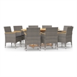 vidaXL 9 Piece Solid Acacia Wood Patio Dining Set in Gray