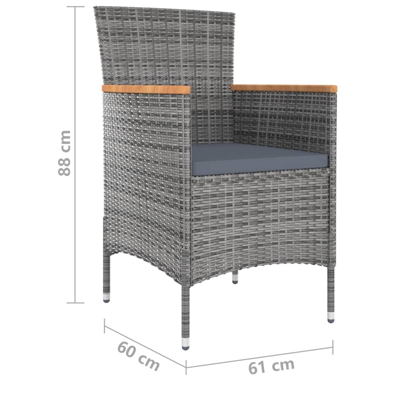 vidaXL Solid Acacia Wood Ergonomic Garden Dining Set in Gray