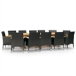 vidaXL Garden Dining Set in Black and Cream