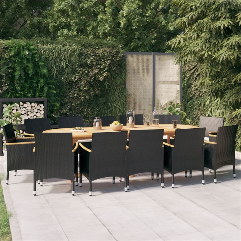 vidaXL Garden Dining Set in Black and Cream