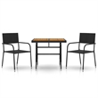 vidaXL PE Rattan/Steel/Solid Acacia Wood Outdoor Dining Set in Black