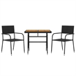 vidaXL PE Rattan/Steel/Solid Acacia Wood Outdoor Dining Set in Black
