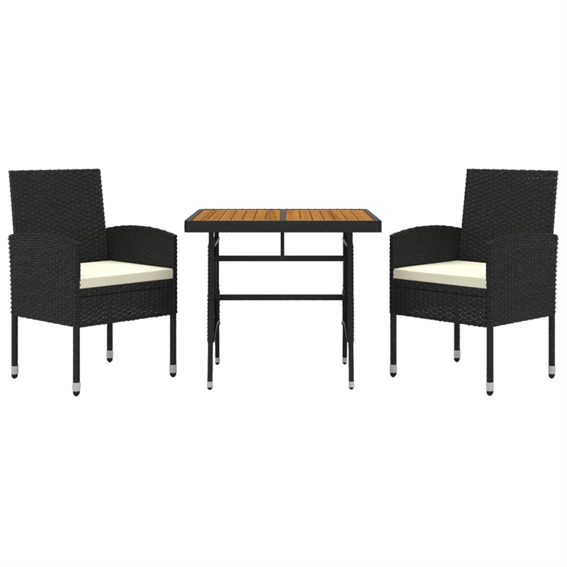 vidaXL PE Rattan/Steel/Solid Acacia Wood Outdoor Dining Set in Black
