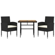 vidaXL PE Rattan/Steel/Solid Acacia Wood Outdoor Dining Set in Black