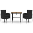 vidaXL PE Rattan/Steel/Solid Acacia Wood Outdoor Dining Set in Black