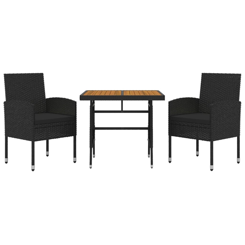 vidaXL PE Rattan/Steel/Solid Acacia Wood Outdoor Dining Set in Black