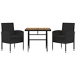 vidaXL PE Rattan/Steel/Solid Acacia Wood Outdoor Dining Set in Black