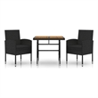 vidaXL PE Rattan/Steel/Solid Acacia Wood Outdoor Dining Set in Black