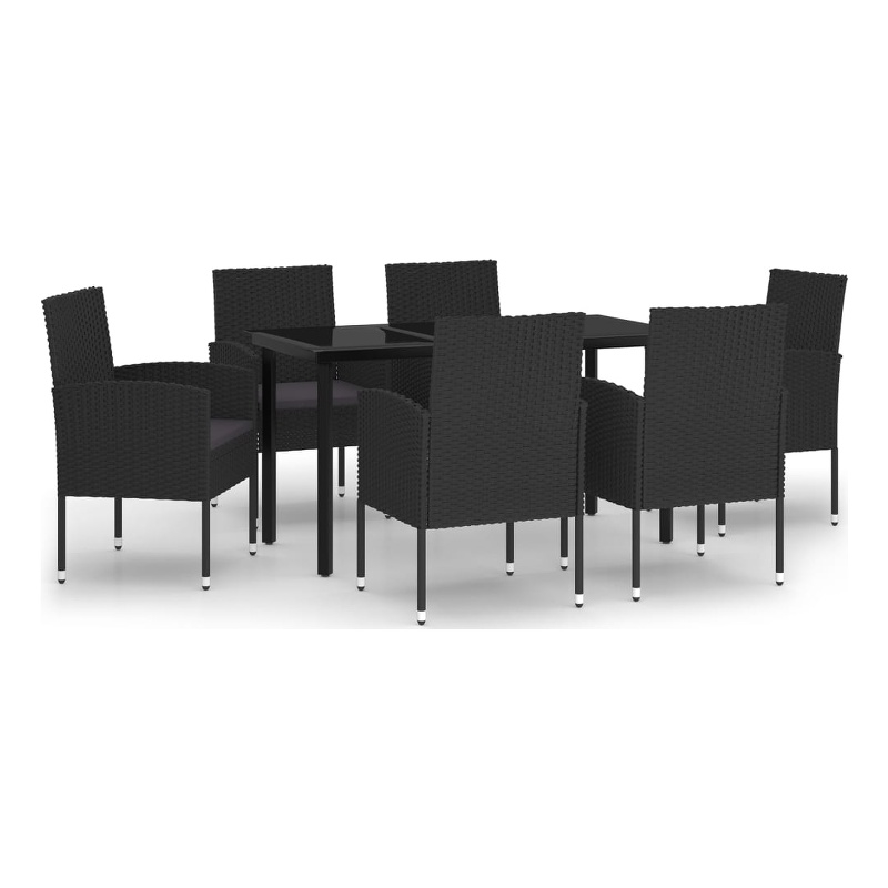 vidaXL Garden Dining Set in Black and Dark Gray