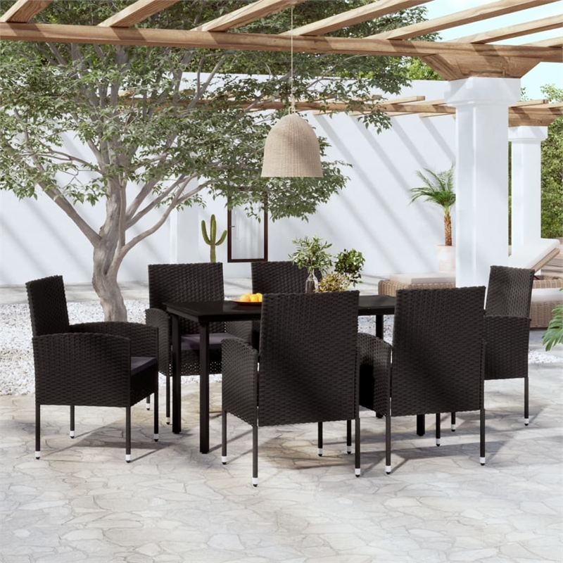 vidaXL Garden Dining Set in Black and Dark Gray