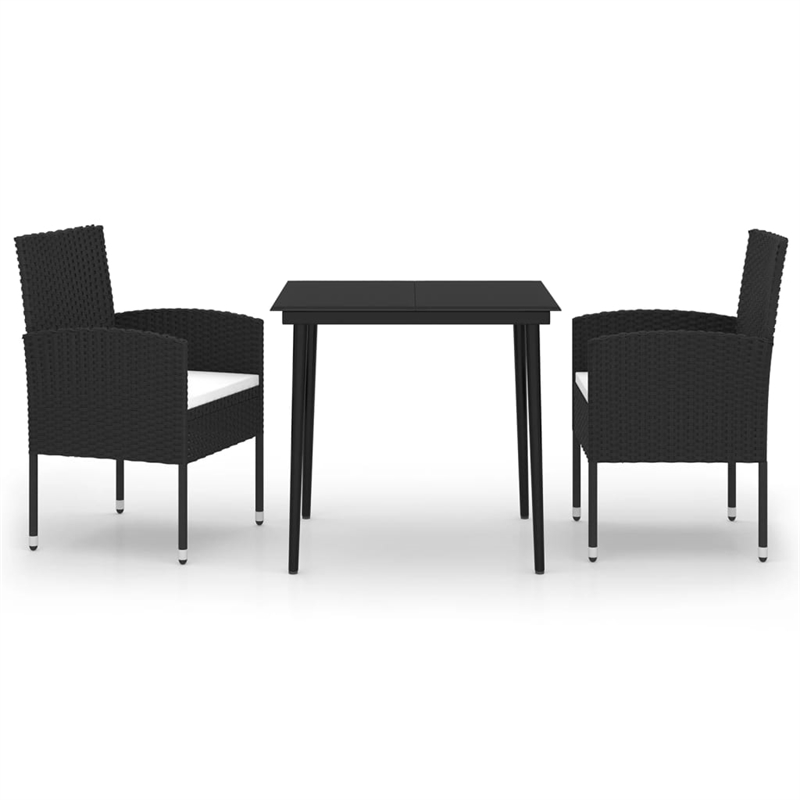 vidaXL Garden Dining Set in Black/Cream White