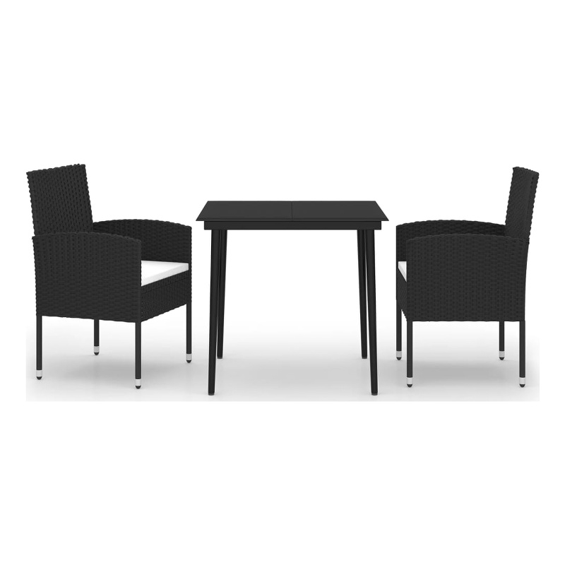 vidaXL Garden Dining Set in Black/Cream White