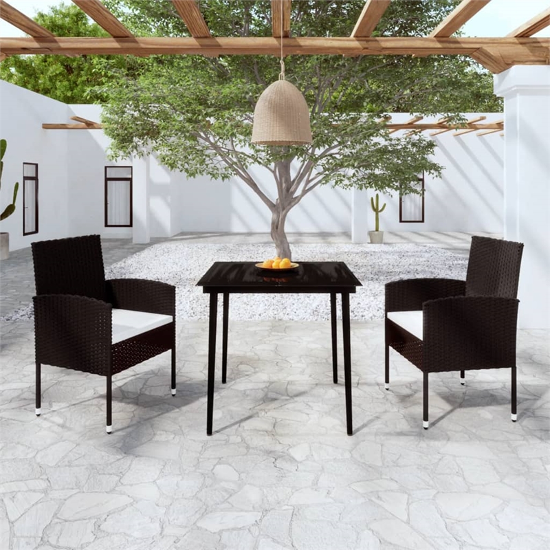 vidaXL Garden Dining Set in Black/Cream White
