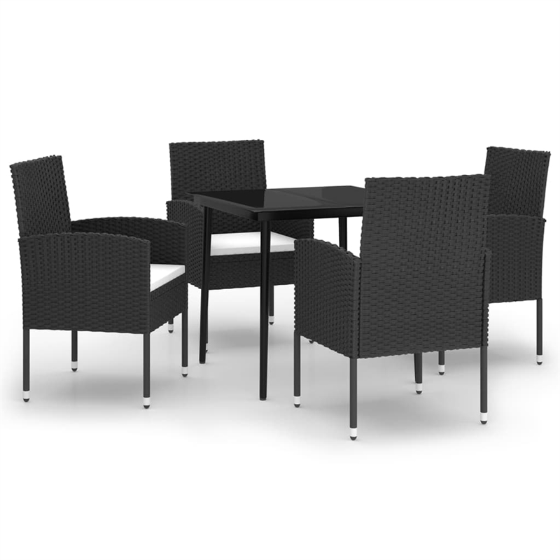 vidaXL Garden Dining Set in Black/Cream White