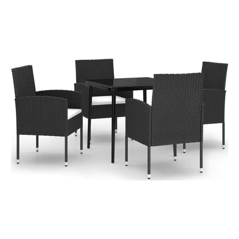 vidaXL Garden Dining Set in Black/Cream White