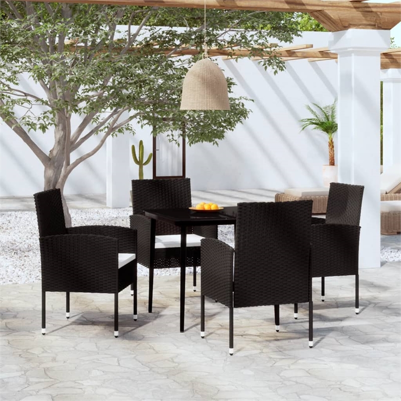 vidaXL Garden Dining Set in Black/Cream White
