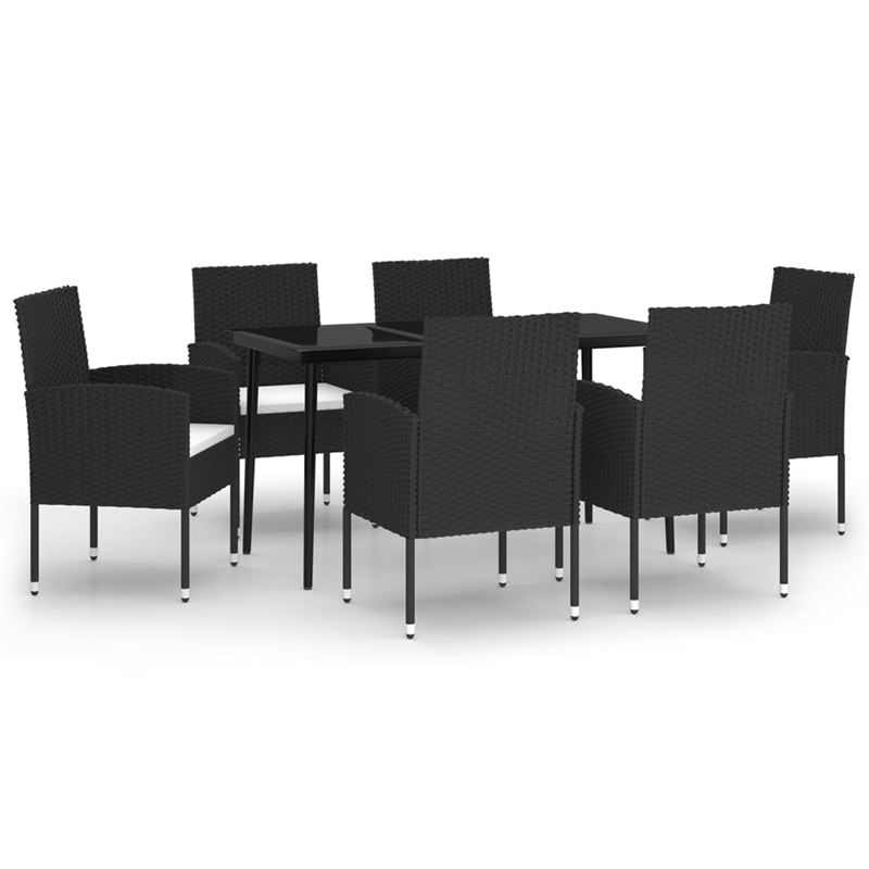 vidaXL Garden Dining Set in Black/Cream White