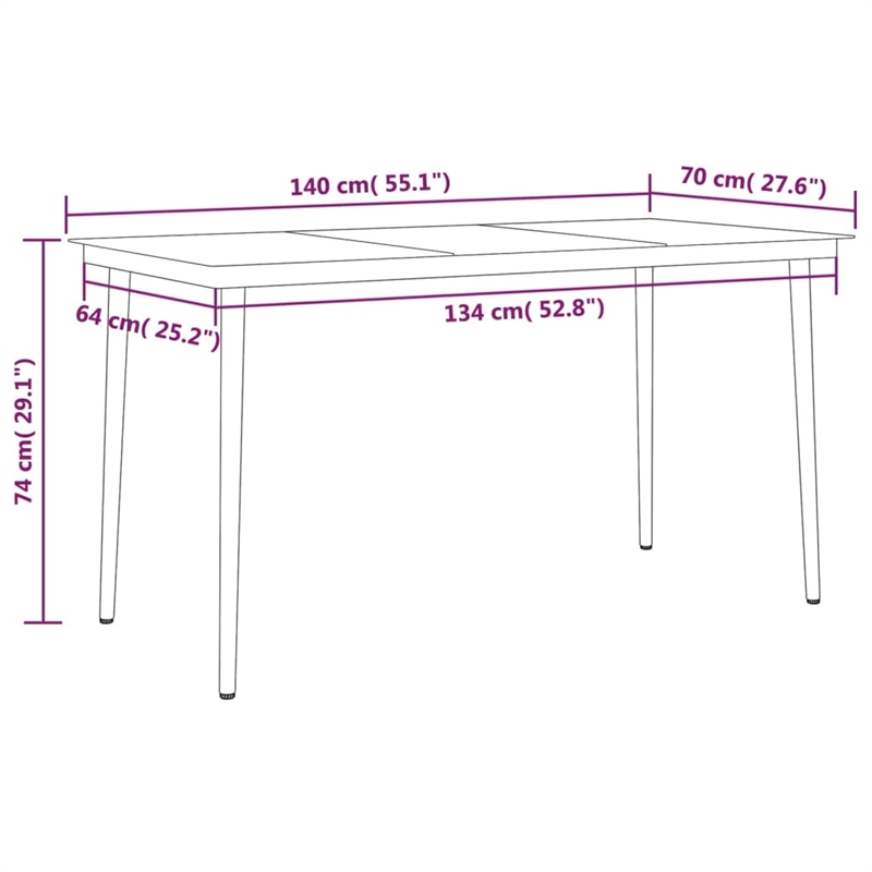 vidaXL Garden Dining Set in Black/Cream White