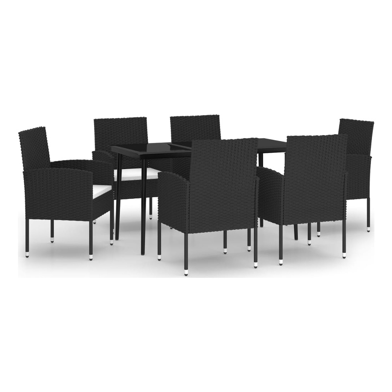 vidaXL Garden Dining Set in Black/Cream White