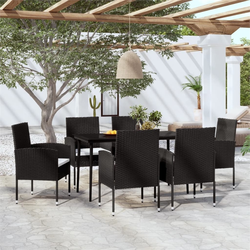 vidaXL Garden Dining Set in Black/Cream White