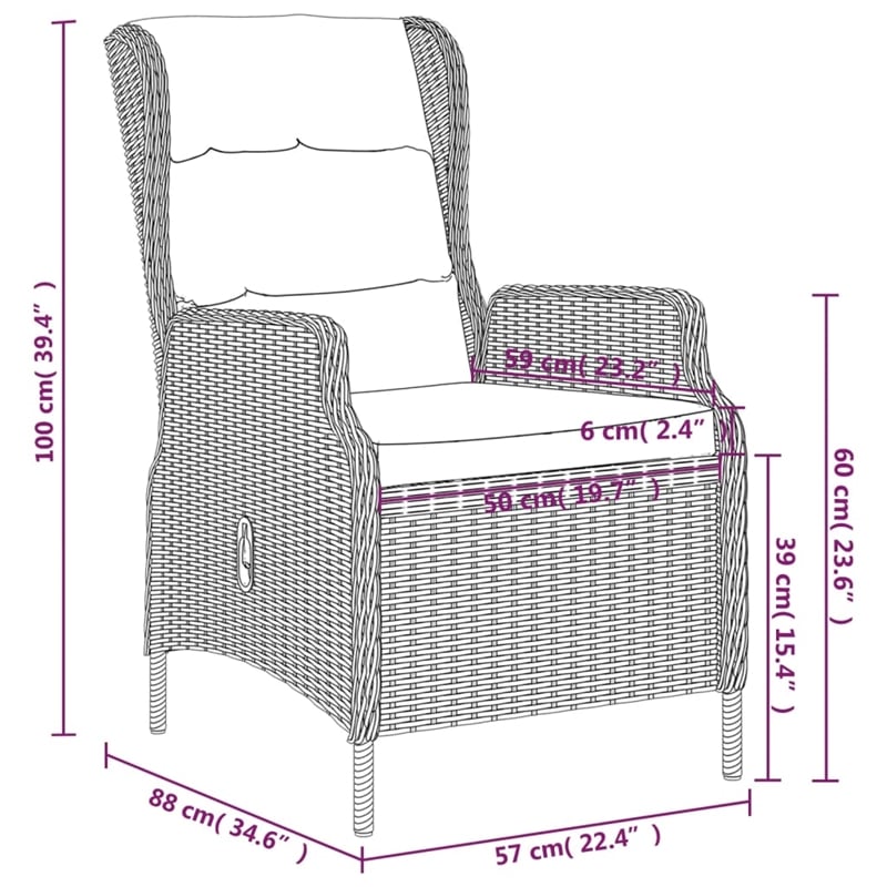 vidaXL Garden Dining Set in Light Gray and Black