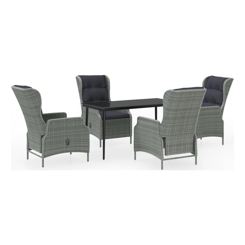 vidaXL Garden Dining Set in Light Gray and Black