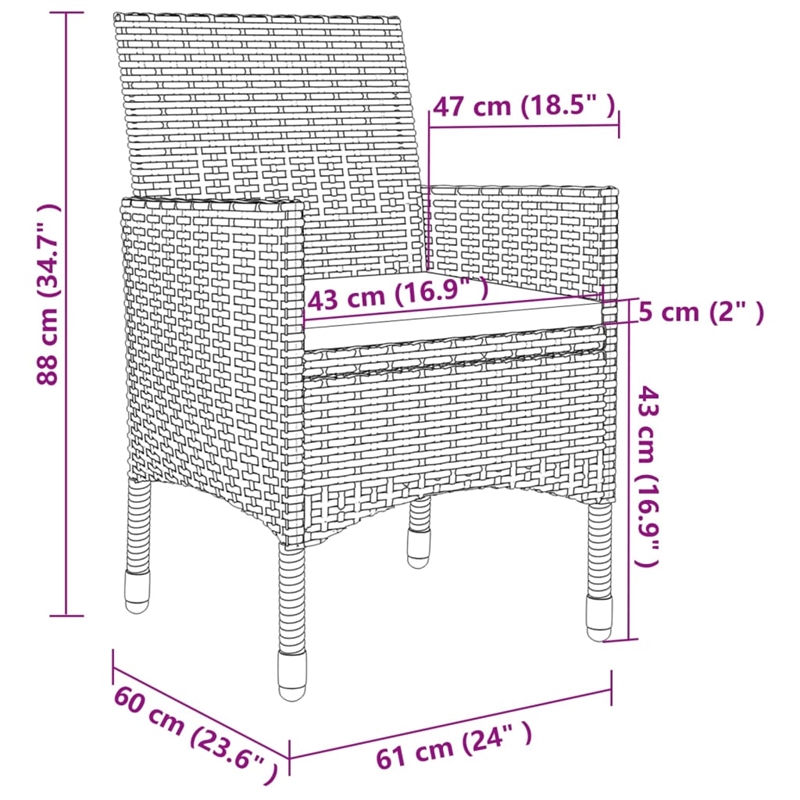 vidaXL Garden Dining Set in Brown/Cream White/Black