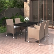 vidaXL Garden Dining Set in Beige/Black/Cream White