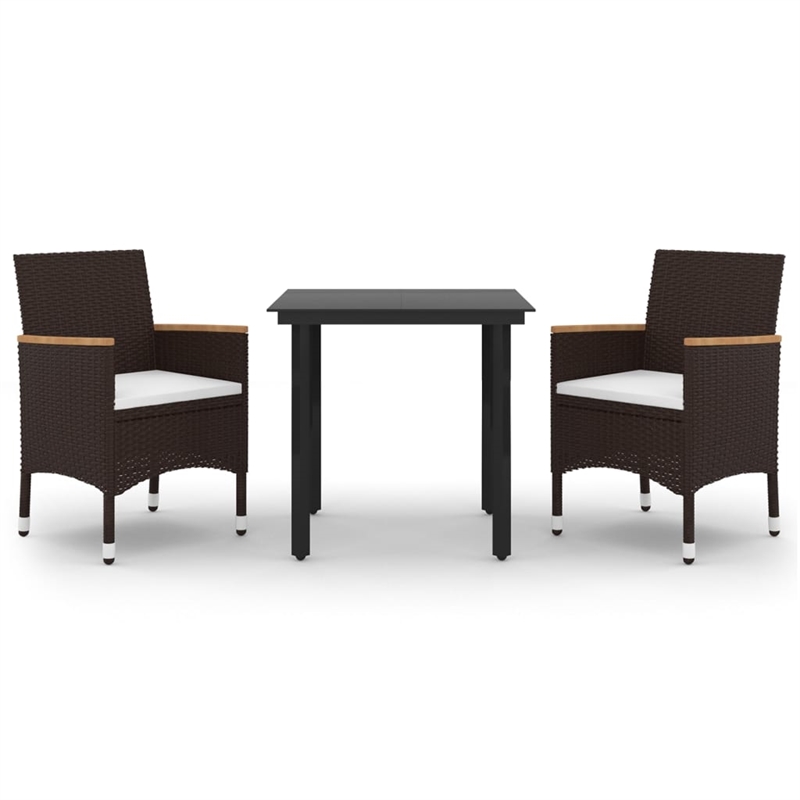 vidaXL Garden Dining Set in Black/Cream White