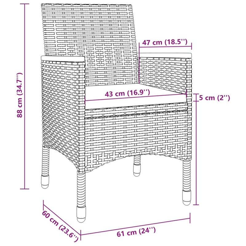 vidaXL Garden Dining Set in Black/Cream White