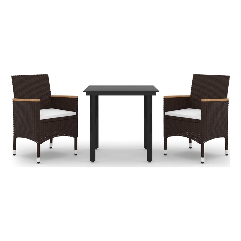 vidaXL Garden Dining Set in Black/Cream White