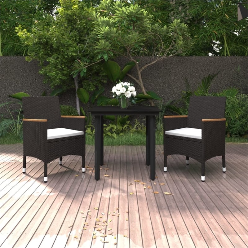 vidaXL Garden Dining Set in Black/Cream White