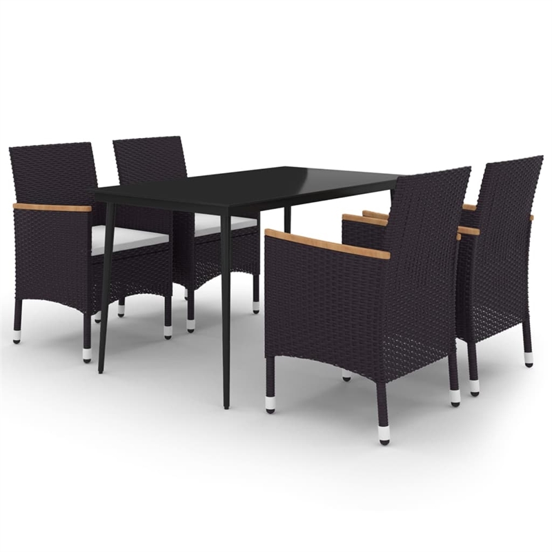 vidaXL Garden Dining Set in Black/Cream White
