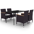vidaXL Garden Dining Set in Black/Cream White