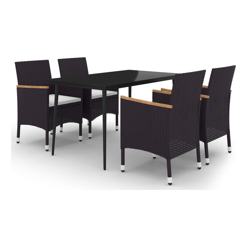 vidaXL Garden Dining Set in Black/Cream White