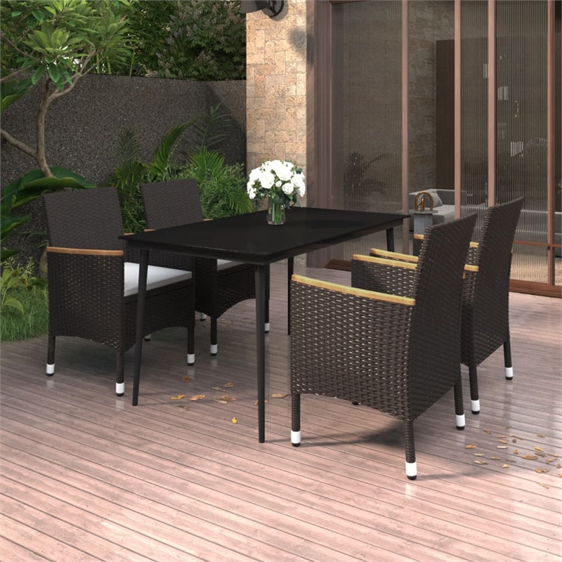 vidaXL Garden Dining Set in Black/Cream White