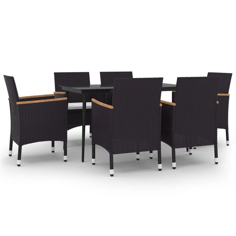 vidaXL Garden Dining Set in Black/Cream White