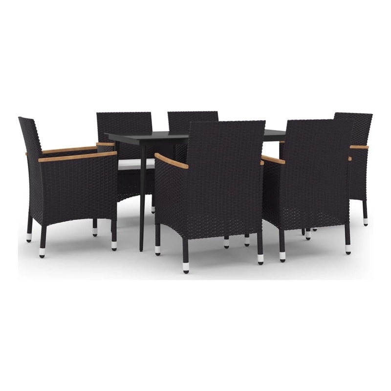vidaXL Garden Dining Set in Black/Cream White